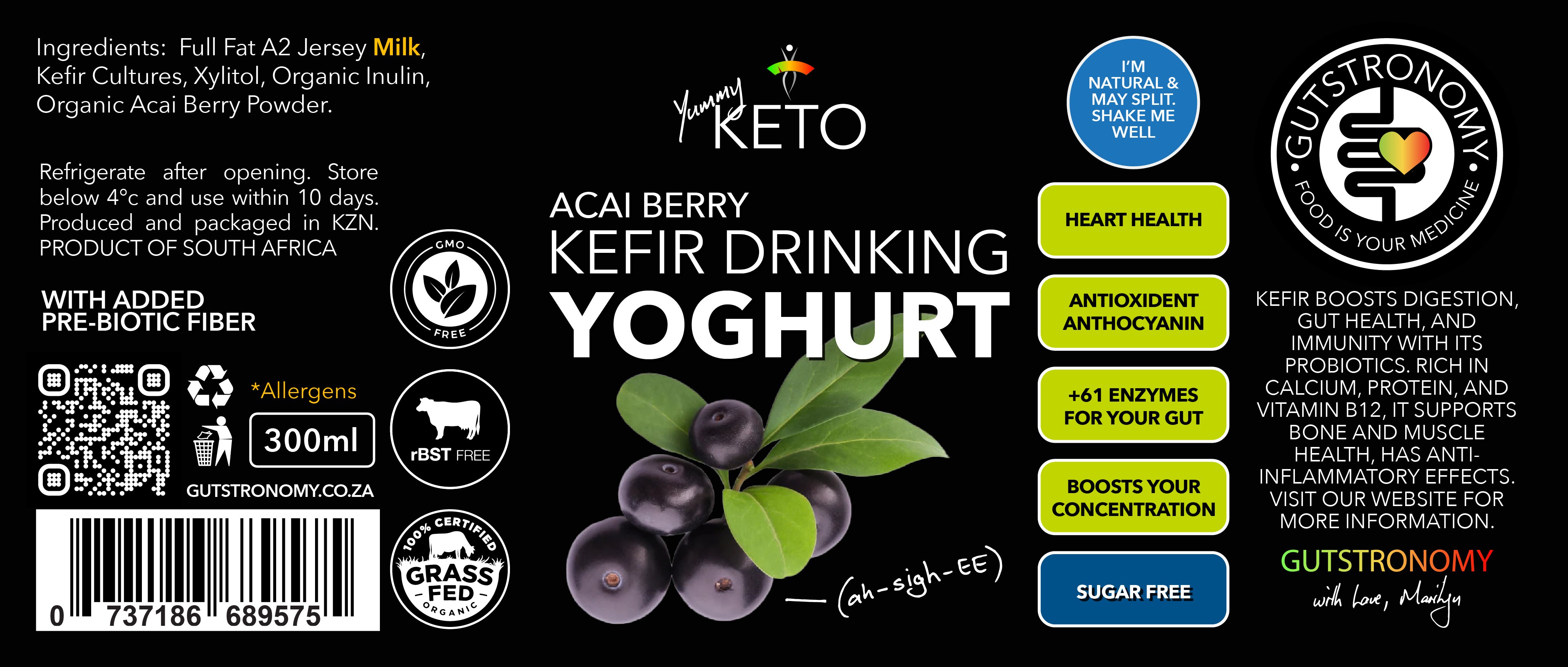 Acai Berry Kefir Drinking Yoghurt